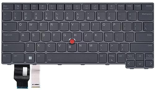 Tastiera di ricambio per Lenovo Thinkpad T14 Gen 3, Thinkpad L14 Gen 3 e Thinkpad P14s G3 Series Laptop con tastiera retroilluminata layout US P/N: 5N21D68345, grigio