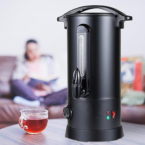 Herrselsam Glühweinkocher 10L Edelstahl Heißgetränkeautomat mit Zapfhahn 1800W Glühweinwärmer Glühweinkessel Temperatureinstellung 30-110°C Einkochautomat