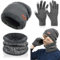 Casenly Mütze Schal Handschuhe Set, Winterhandschuhe Wintermütze Schlauchschal Winter Warm Beanie Mütze Schal Set Touchscreen Handschuhe Atmungsaktiv und Elastisch für Herren Damen
