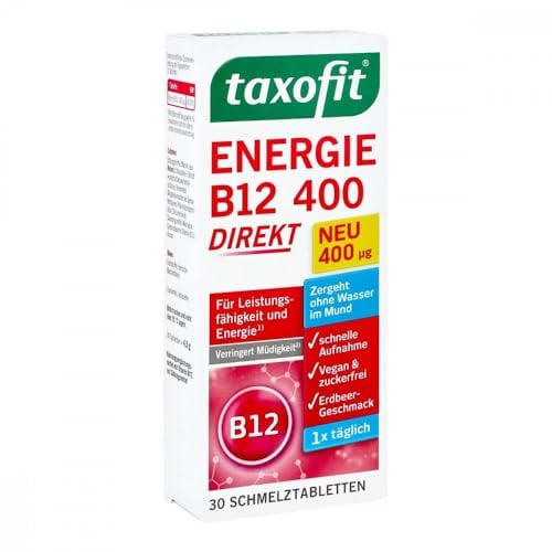 taxofit Energie B12 400 direkt | Schmelztabletten Erdbeere | 30 St