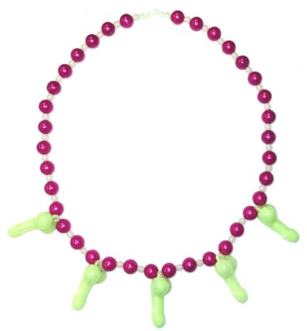 Collana da donna con piselli fluorescenti e perle rosa sexy gadget scherzo festa di addio al nubilato per adulti