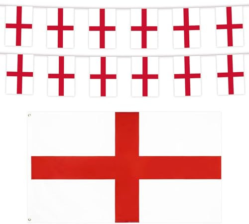 YOFANUP England Flags Wimpelkette, Fußball, Rugby, Party-Dekorationen für Kneipe, Club und Garten