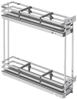GTV - Küchen Organizer MOVIXPRO | Cargo-Ausstattung | Ausziehbaren Regalsystem | Außenbreite 150 mm | 2 Fachböden | Ohne Schienen | Chrom