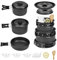 EMAGEREN 9 pcs Utensilios de Cocina para Camping, Juego de Ollas y Sartenes para Camping Vajilla para Acampada Portátil, Kit Utensilios de Cocina Camping para 2-3 Personas para Senderismo Picnic