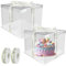 REFORUNG 2 Stück Transparente Kuchenbehälter 8 inch Cake Box mit Deckel Tortenschachtel Tortenkarton Tortenbox Transparente Geschenkbox Doppelschicht Kuchenbox mit Band für Geburtstag Dessert, Weiß