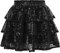 GRACE KARIN Kinder Sommer Pailletten Röcke Mädchen Layered Tutu Ballettrock Geburtstagsröcke Partykleid Schwarz 6 Jahre