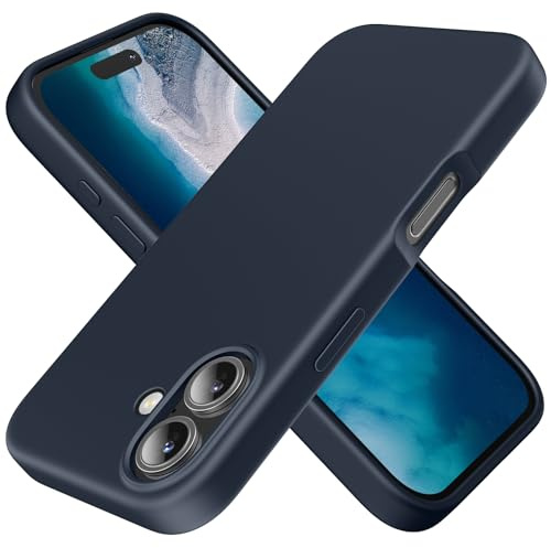 TAXXOE Silicone Case Compatible with iPhone 16 Case Soft Ultra Slim Protective Shockproof Liquid Silicone Phone Case,Anti-Scratch Microfiber Lining, 6.1 Dark Blue