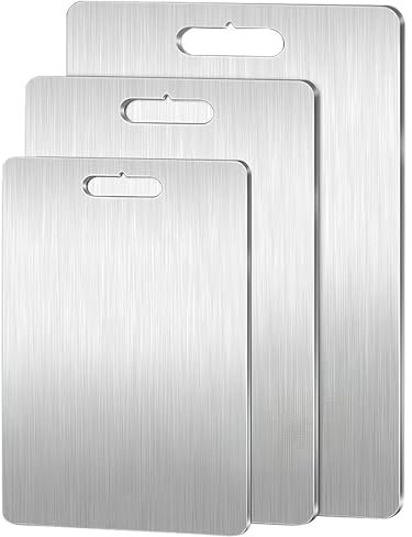 Yamato Tagliere Yamato in puro titanio per cucina, tagliere Vtyne, tagliere in acciaio inox (29 x 20 cm)