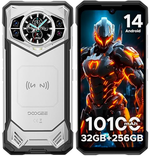 DOOGEE S200 Telephone Portable Incassable 5G Android 14, 32GB+256GB/TF 2TB Smartphone Incassable, Écran arrière de 1,32, 10100 mAh 33W, 6,72 FHD+ 120 Hz, 100MP+20MP+20MP, WiFi6/NFC/GPS