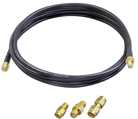 ACONRFTOL SMA Buchse auf Stecker RG58 Kabel 2 Meter RG58 SMA Koaxialkabel 2M Kompatibel mit LNA, RTL-SDR USB Dongle, ADS-B Receiver, Amateurfunk (2M mit 3 Adapter, RG58 Kabel)