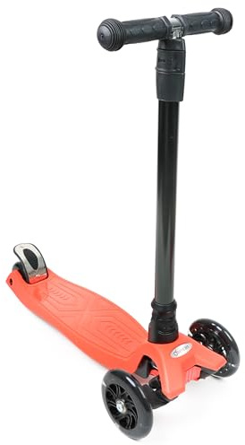 DIVCHI Kids Scooter 3 Wheel Scooter With Light-up Wheels Adjustable Handlebar & Tilt To Turn Steering Push Scooters For 3+ Years Old Boys & Girls, Red