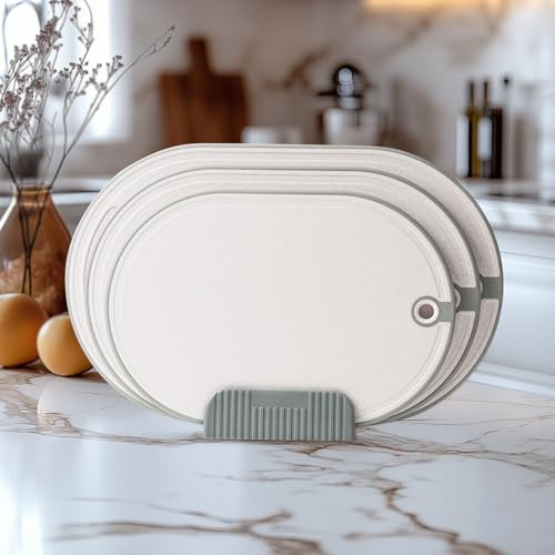 Schneidebrett Set 3PCS Kochbrett aus Kunststoff BPA-frei Hackbretter für Fleisch Brett Küche Cutting Board Chopping Board Spülmaschinenfestem Schneidebrett Grau
