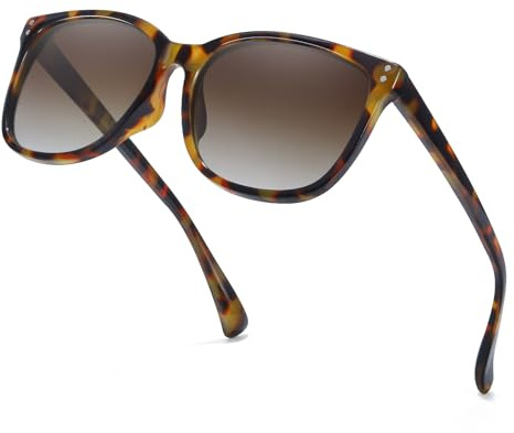TJUTR Sonnenbrillen Damen Polarisierte - Retro Übergroße Quadratbrille mit 100% UV-Schutz für Autofahren & Reisen