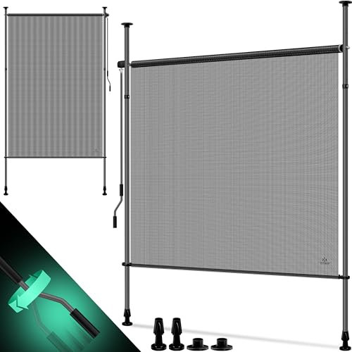 KESSER® Store vertical 120 x 310 cm extensible et opaque avec manivelle sans perçage Brise-vue de balcon et protection contre le vent pour jardin et terrasse Étanche Transparent/anthracite