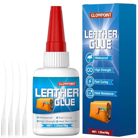 GLOWPOINT Leather Glue, 35g Ultra-Strong, Waterproof Adhesive for Leather Repair, Shoes, Bags, Sofas, Car Seats, Upholstery, and DIY Crafts, Fast-Drying, Flexible Formula