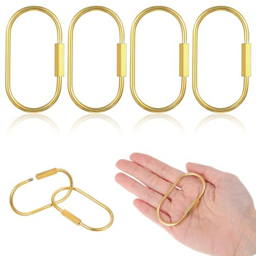 Bremorou 4 Stück Messing Karabiner Schlüsselring Schlüsselanhänger Schlüsselringe Keychain Accessories Gold Großer Werkzeug Schlüsselanhänger Clip Karabinerhaken für Schlüssel Und Taschen