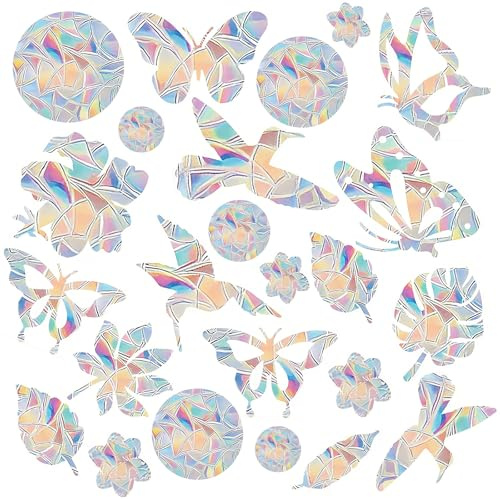 72 Stück Prisma Fensteraufkleber Wiederverwendbar Rückstandsfrei Fensteraufkleber Vogelschutz Fenster Suncatcher Sticker Mit Kolibri Und Blumenmotiven Fensterbilder Vogelschutz Aufkleber Für Fenster