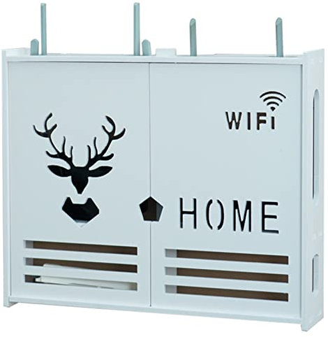 MEILISHAOMEI 2-Layer Router Storage Box,Wall Mount WiFi Router Stand Under Floating TV Shelf Bracket for TV Accessories Wireless Router TV Box Set Top Box(Size:48x9.5x40cm)