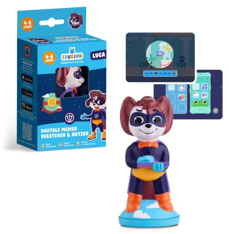Edurino Figur Luca – Lernspiel App für Kinder ab 5 J. – Medien Verstehen | Spielerisch digital lernen, Digitale Medien Nutzen & Verstehen, 5-8 Jahre, Inkl. App, Pädagogisch, Sicher & Werbefrei
