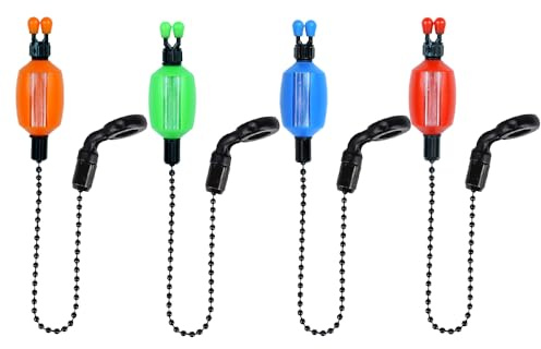 Hirisi Tackle 5 Farben Karpfenangeln Swinger Bissanzeiger Haltbarer durchsichtiger Kunststoff-Schaukelindikator für Nachtfischen, Knicklicht kompatibel (FBA-B2042-4)