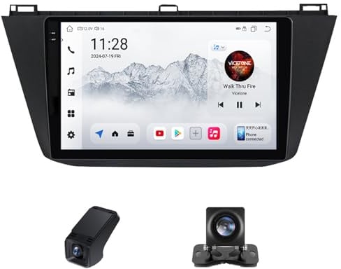 Radio para Volkswagen Tiguan 2 MK 2016-2022 Android 14 Carplay Inalámbrico Android Auto de 10'' con Navegación GPS Bluetooth WiFi Radio RDS+Cámara Trasera Control del Volante(C20Plus)