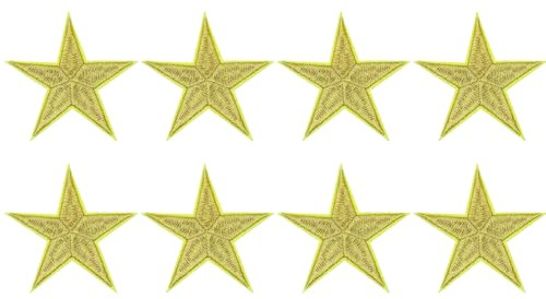 M METERXITY 8 Pack Star Iron on Patches, 3x2.8 Inch Cute Sew on Star Embroidered Patches Decorative Appliques for Clothing Repair/DIY Crafts/Jeans/Backpacks/Hat Decorations[Golden Yellow]