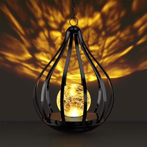 KagoLing Solarlampen für Außen Hängend, 1 Stück Solarleuchten für Außen mit Haken und Kette, Tropfenförmige Solarlaterne für außen, Geeignet für Balkon, Hof, Rasen, ideal als Geschenk zur Garten Deko