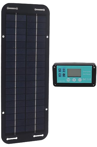 Akozon Solarbatterie-Wartungsgerät, 20 W, Schwarzes Solarpanel mit MPPT-Controller, Wohnmobil, Zuhause, Fahrzeug, Reisen, Camping – Solar- und Windenergie
