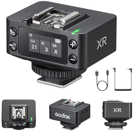 Godox XR TTL Funkempfänger, 100 m, kabellose Reichweite, kompatibel mit Canon-Nikon-Blitzen, Synchronisation mit GODOX X3Pro und X3, Kamera-Fernauslöser
