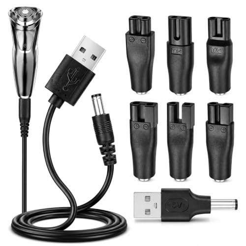 8PCS USB Shaver Charger Cable Kit, 5V Universal Electric Razor Charging Cable Replacement for Hair Clippers Beard Trimmers Shavers Beauty Instruments Desk Lamps Water Flosser - Black