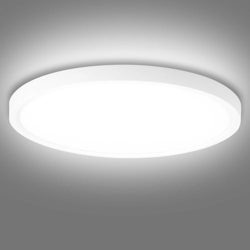 Sararoom Deckenlampe LED Deckenleuchte Flach, 36W 3600LM Badlampe Decke, 6500K Rund Badezimmer Lampe | IP20 Wasserfest Modern Schlicht Dünn für Wohnzimmer Schlafzimmer Küche Balkon Keller Büro, Ø30cm