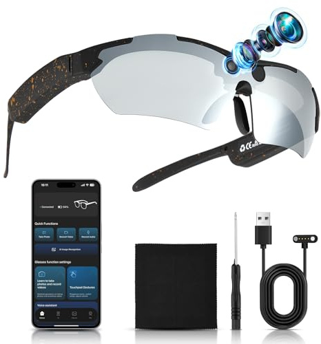 VeftBltrem AI Smart Glasses with 8MP Camera, Real-Time Translation,Bluetooth Calling, Voice Assistant, Music Player, Translation & Video Recording for Travel, Vlogging, Meetings
