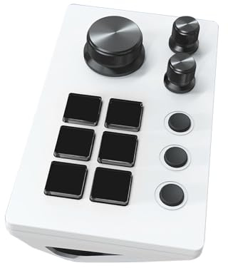 ASHATA Visual Keyboard Stream Controller, Customizable Macro Pad with 6 Keys 3 Buttons 3 Knobs, Desktop Media Controller for Content Creators Gaming (White)