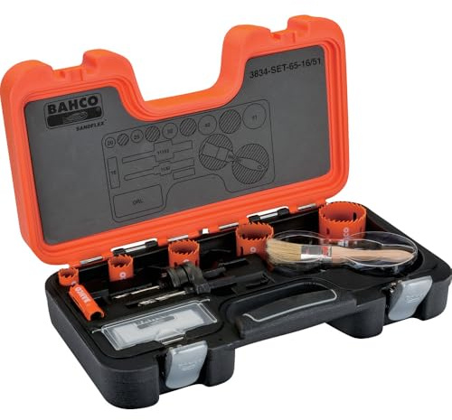 Bahco BAHHSSET1651 16-51 mm 16/51 3834 Professional Hole Saw Set - Orange | Popular holesaw sizes included | Bi-metal construction | Storage ready | Trade drilling kit