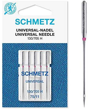 SCHMETZ | 5 Nähmaschinennadeln | Universal | 130/705 H | Nadeldicke 75/11 | auf jeder gängigen Haushaltsnähmaschine einsetzbar