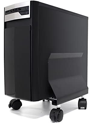 Phoenix Soporte para ordenador CPU con Ruedas, Acero, Freno anti desplazamiento, Color Negro