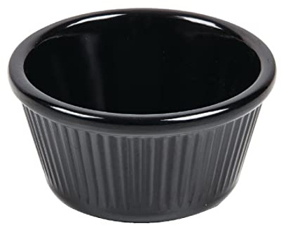 Olympia Melamine Ramekins 85ml, Black, Pack of 12 | Kristallon range casserole-style design adds versatility; built for busy commercial environments to serve sauces.