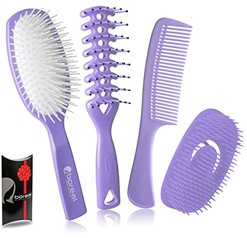 Set Detangling Hairbrushes. Great in the Shower, or for Drying. Brushes Suitable to Distribute evenly Creams and Hair Conditioner. 100% Made in Italy.