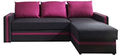 Eckcouch Euforia Duo mit Bettkasten und Schlaffunktion, Bettsofa, Modernes Ecksofa mit Bettfunktion, Ottomane Universal, Polsterecke, Loungesofa (Haiti 16 + Haiti 11)