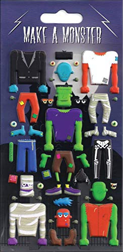 Paper Projects Build-a-Monster Chunky Wiederverwendbare Bastelaufkleber, perfekt für Bastelaktivitäten für Kinder und Erwachsene, wiederverwendbar auf Nicht-porösen Oberflächen, Mehrfarbig, 19,5 cm x
