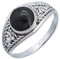 mantraroma Ring 925 Silber Damen Onyx Edelstein schwarz ausgefallen verspielt