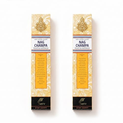 SVATV Herbal & Ancient Method Nagchampa Incense Stick with Pack of 2 Incense for Meditation, Yoga, Spiritual, Aromatherapy Energy Cleansing & Calm Down The Mind - 15g x 02 Incense | 30g | 1.05oz