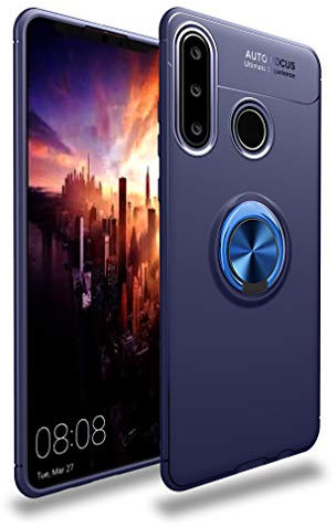 MHHQ Huawei P30 Lite Hülle, 360 Grad Drehender Ring-Griff, Kompatibel mit Magnet Auto Halterung Schutzhülle Handyhülle Stoßfest TPU Case Cover für Huawei P30 Lite -Blau