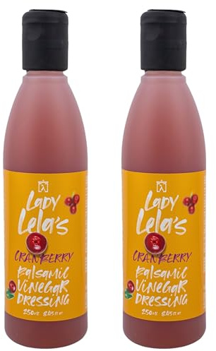 Lady Lela's Aderezo Balsámico de Arándano, Pack 2 x 250 ml (500 ml) – Crema Balsámica Artesanal con Zumo Natural de Arándanos, Ideal para Ensaladas, Verduras y Postres