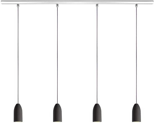 Buchenbusch urban design Pendelleuchte 4 flammig dark edition, Hängeleuchte Wohnzimmer mit Textilkabel Violett-Hell, Küchen Lampe Decke hängend aus Beton