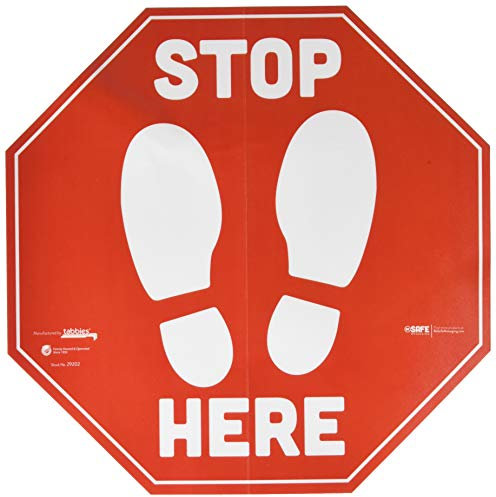 BeSafe Messaging Lot de 6 panneaux de signalisation « Stop ici » en vinyle antidérapants pour moquette, panneaux de sol en vinyle de 30,5 cm