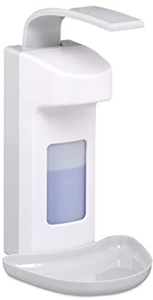 10 x Desinfektionsspender, mit Tropfschale, Hygiene Wandspender Händedesinfektion, Armhebelspender für 500 ml, weiß