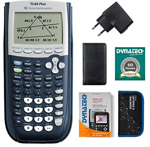 TI-84 Plus mit Schutztasche, Zirkelset, USB-Ladegerät, Arbeitsbuch, Garantie auf 60M