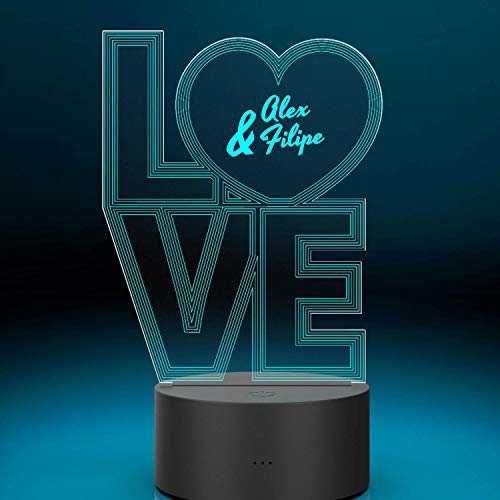 Personalisiertes LED Deko-Licht - Love | LED-Leuchte mit Wunsch-Namen | LED-Lampe mit Gravur | Geschenk-Idee Partner Männer Frauen