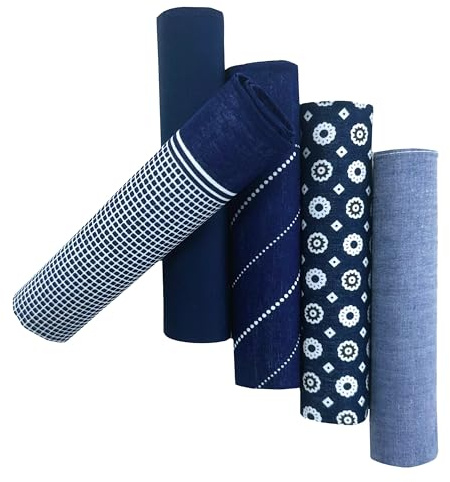 Taschentücher für Herren, Baumwolle, Luxus-Geschenkbox, Vintage-Stil, 40 x 40 cm, 5 Stück, navy,